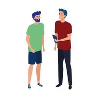 Hombres avatar aislados con diseño vectorial de teléfono inteligente vector