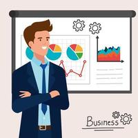 businessman elegant with infographic presentation vector