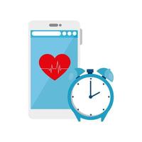 Isolated heart rate and smartphone vector design