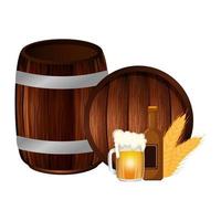 Beer barrel bottle and mug vector design