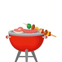 oven barbecue with food isolated icon vector