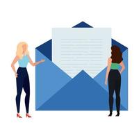 Isolated envelope and women vector design