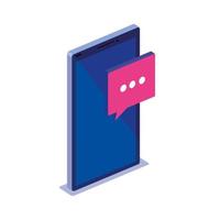 Isolated isometric smartphone and bubble vector design