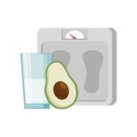 Isolated scale milk and avocado vector design