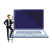 Isolated laptop and man vector design