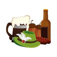 oktoberfest, sombrero, y, cerveza, vector, diseño vector