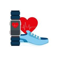Isolated heart rate watch and shoe vector design