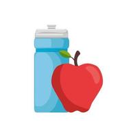 agua de gimnasio aislado y diseño vectorial de manzana vector