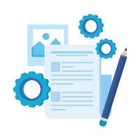 paper document file with gears machine vector