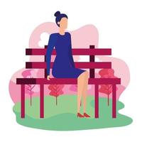 elegant businesswoman seated in the park chair vector