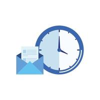 time clock watch with envelope mail vector