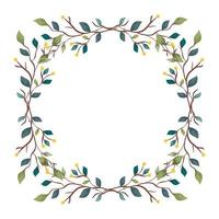 frame of branches with leafs nature decorative vector