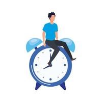 young man with alarm clock character vector