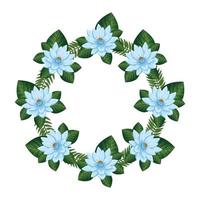 frame circular of flowers with leafs isolated icon vector