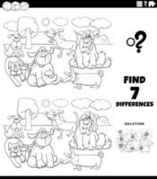 differences educational game with dogs coloring book page vector