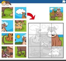 jigsaw puzzle game with dogs animal characters vector