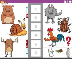 educational task with big and small animal species