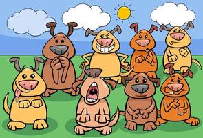 funny dogs cartoon characters group vector