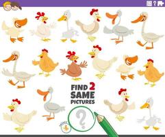 find two same farm birds educational game for children vector