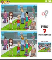 differences educational game with cartoon people vector