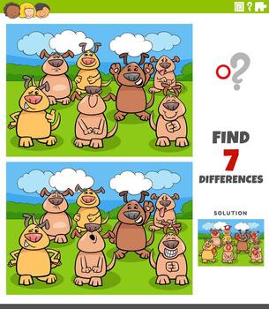 diferencias tarea educativa con perros cómicos vector