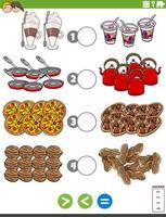 greater less or equal task with food objects vector