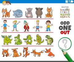 odd one out picture game with funny characters vector