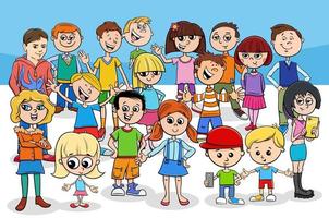 kids and teens cartoon characters group vector