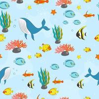 Seamless pattern with underwater concept vector