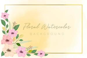 fondo floral con estilo acuarela en el concepto de oro vector