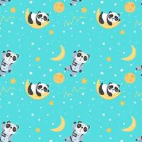 Seamless pattern with panda in the space vector