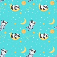 Seamless pattern with panda in the space vector