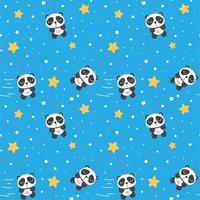 Seamless pattern with panda in the space vector