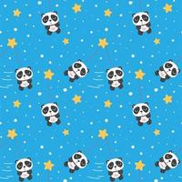 Seamless pattern with panda in the space vector