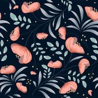 Floral pattern with watercolor style in the dark backdrop vector