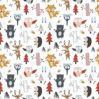Baby seamless pattern with hand drawn animals concept vector