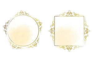 Set of gold frames with ornamental style vector