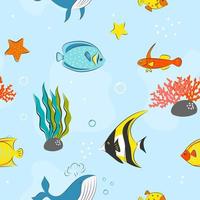 Seamless Pattern with underwater concept vector