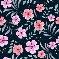 Floral pattern with watercolor style in the dark backdrop vector