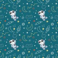 Seamless pattern with panda in the space vector