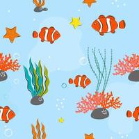 Seamless Pattern with underwater concept vector