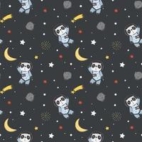 Seamless pattern with panda in the space vector