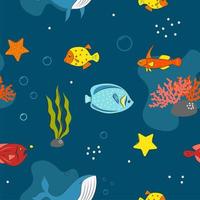 Seamless Pattern with underwater concept vector