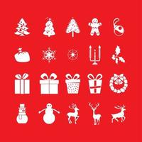 Christmas set of 20 icons vector