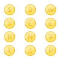 Coin currency symbol icon set vector