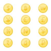 Coin currency symbol icon set vector