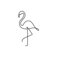 Flamingo one line drawing. Continuous single hand drawn summer symbol. Stylish decorative element. Vector illustration, good for poster and banner minimalism style.