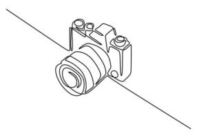 Digital camera one line drawing. Vector illustration gadget technology concept.