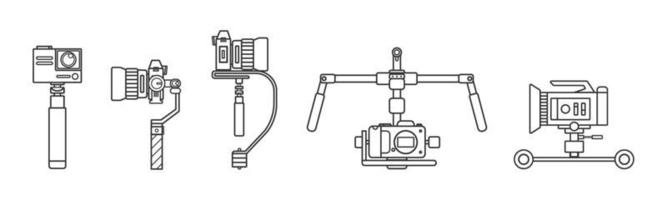 Handheld Steadicam Camera Stabilizer Icon set vector