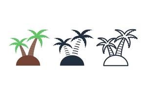 conjunto de iconos de árbol de coco vector